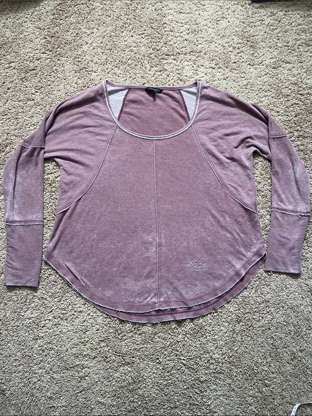 Lucky Brand Dusty Mauve Long Sleeve Scoop Neck Top